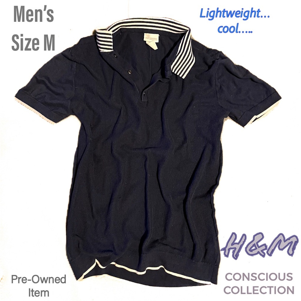 H&M lightweight cool knitted polo shirt. Men’s SZ M Fitted Style. Pre-owned item
